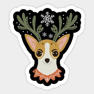 Chihuahua Reindeer Sticker